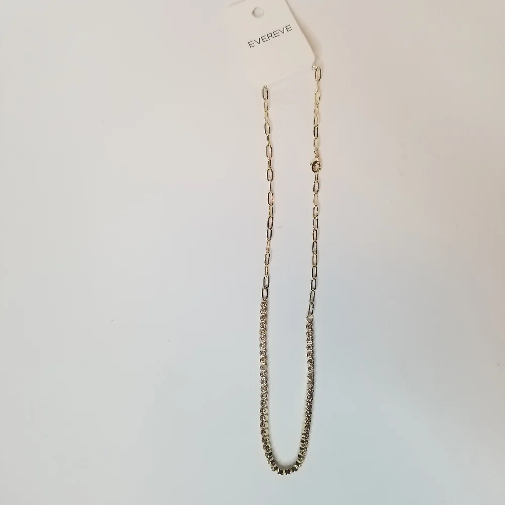 EVEREVE NWT 14K Gold Plated Brass Rhinestone Sparkle Necklace